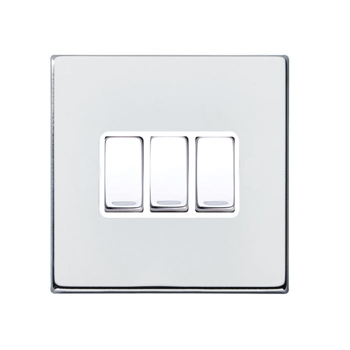 Hamilton 7G27R23BC-W G2 Polished Chrome 10A triple 2 way light switch
