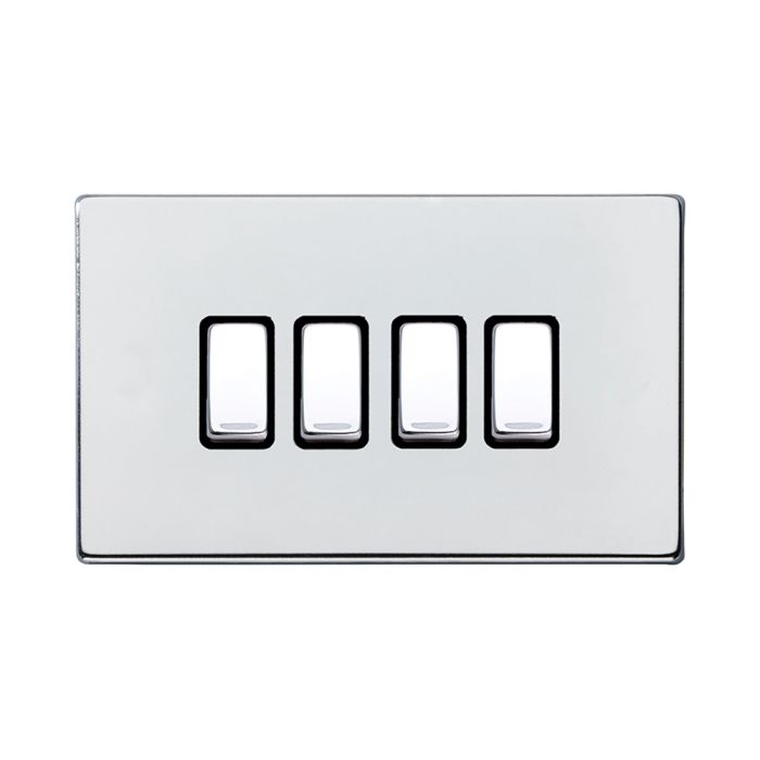 Hamilton 7G27R24BC-B G2 Polished Chrome 10A quadruple 2 way light switch