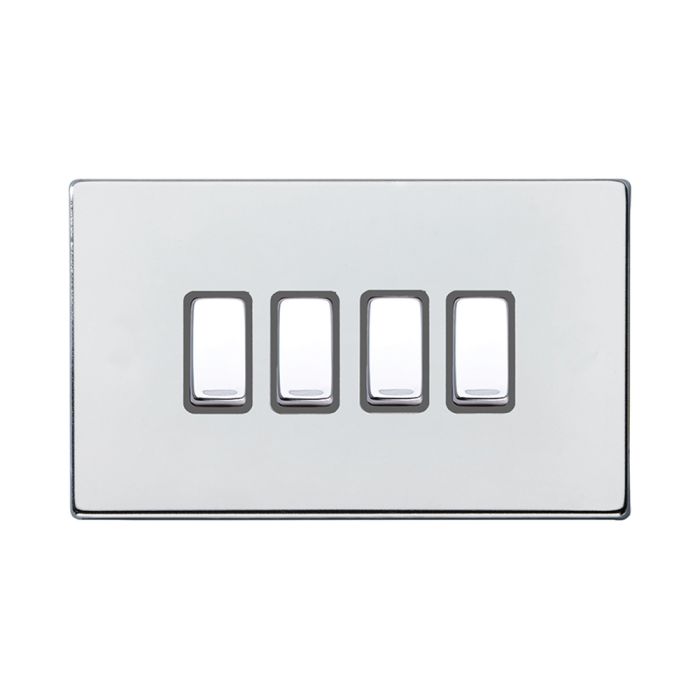 Hamilton 7G27R24BC-QG G2 Polished Chrome 10A quadruple 2 way light switch