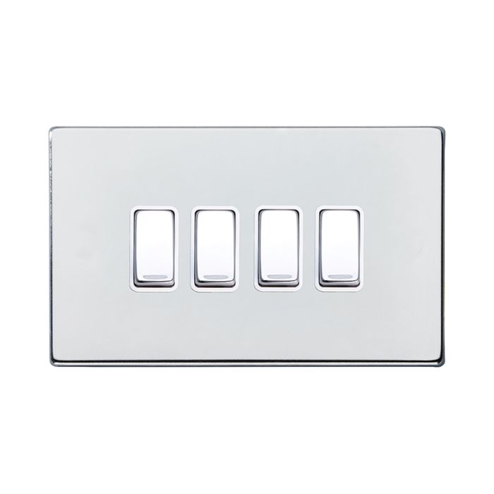 Hamilton 7G27R24BC-W G2 Polished Chrome 10A quadruple 2 way light switch