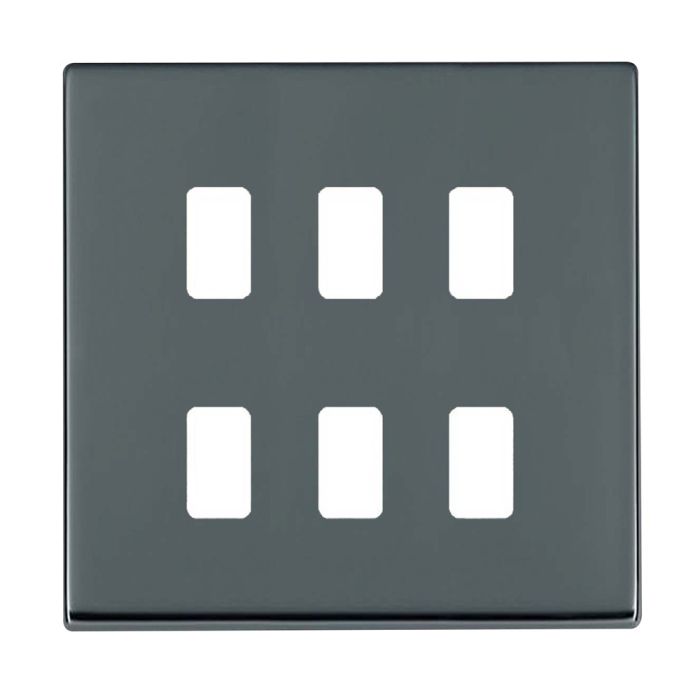 Hamilton 7G286GFP G2 Black Nickel 6 Gang grid-fix face plate (face plate only)
