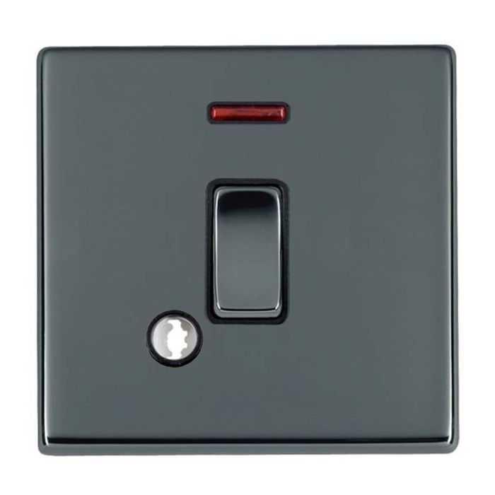 Hamilton 7G28DPNCBK-B G2 Black Nickel 20A double pole switch with neon and cable outlet