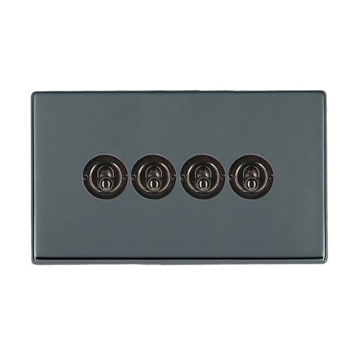 Hamilton 7G28T24 G2 Black Nickel 20A quadruple toggle light switch 2 way