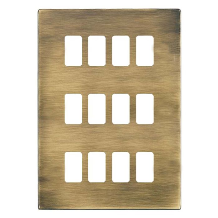 Hamilton 7G2912GFP G2 Antique Brass 12 Gang grid-fix face plate (face plate only)