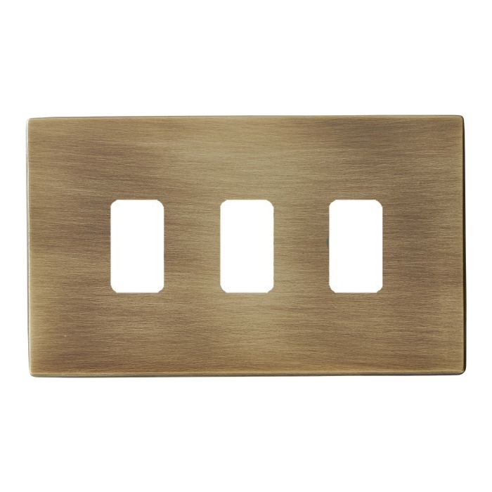 Hamilton 7G296GFP G2 Antique Brass 6 Gang grid-fix face plate (face plate only)