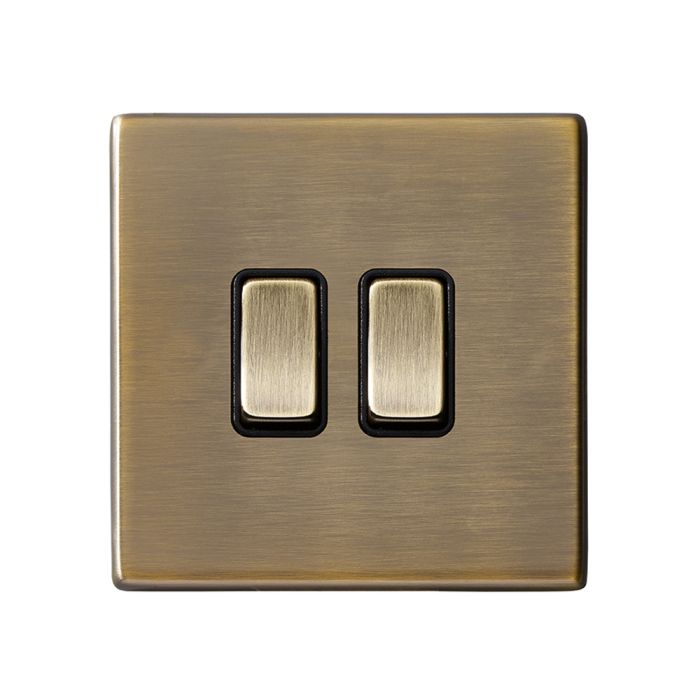 Hamilton 7G29R22AB-B G2 Antique Brass 10A double 2 way light switch