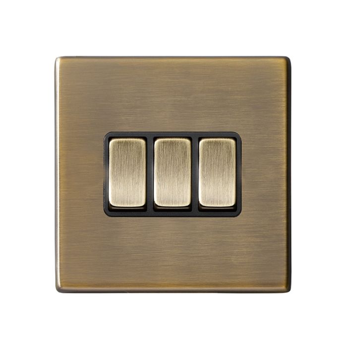 Hamilton 7G29R23AB-B G2 Antique Brass 10A triple 2 way light switch