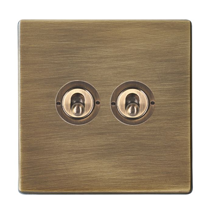 Hamilton 7G29T22 G2 Antique Brass 20A double toggle light switch 2 way