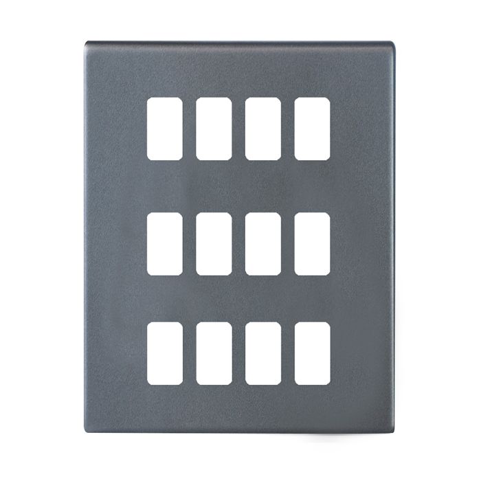 Hamilton 7G2A12GFP G2 Anthra Gray 12 Gang grid-fix face plate (face plate only)