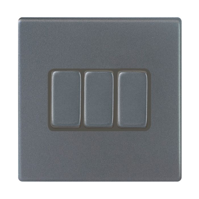 Hamilton 7G2AR23GA-QG G2 Anthra Gray 10A triple 2 way light switch