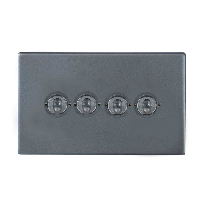 Hamilton 7G2AT24 G2 Anthra Gray 20A quadruple toggle light switch 2 way