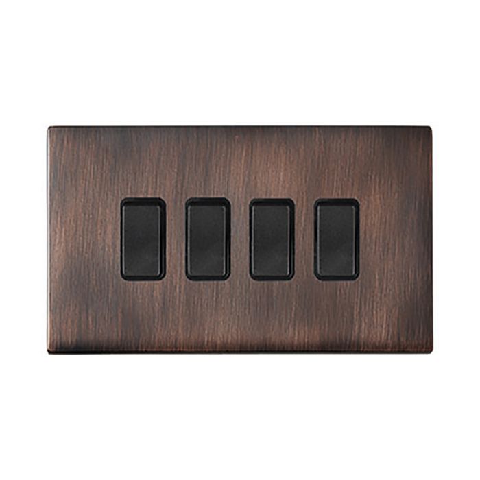 Hamilton 7G2EBR24BL-B G2 Etrium Bronze 10A quadruple 2 way light switch