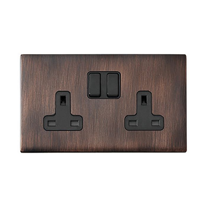 Hamilton 7G2EBSS2BL-B G2 Etrium Bronze 13A double switched socket