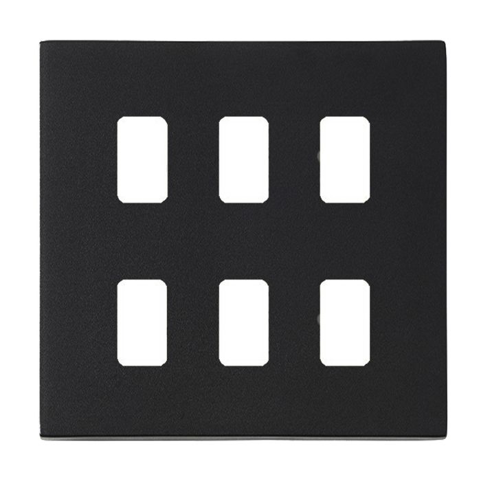 Hamilton 7G2MB6GFP G2 Matt Black 6 Gang grid-fix face plate (face plate only)