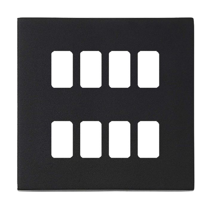 Hamilton 7G2MB8GFP G2 Matt Black 8 Gang grid-fix face plate (face plate only)