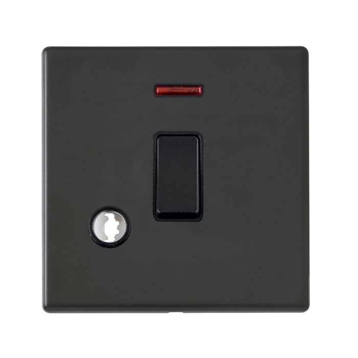 Hamilton 7G2MBDPNCBL-B G2 Matt Black 20A double pole switch with neon and cable outlet
