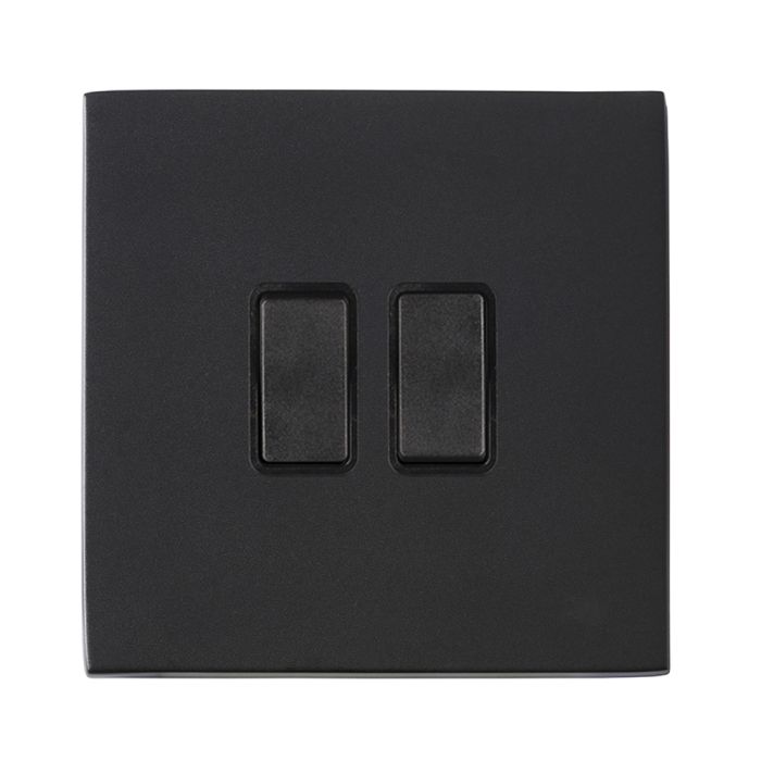 Hamilton 7G2MBR22BL-B G2 Matt Black 10A double 2 way light switch