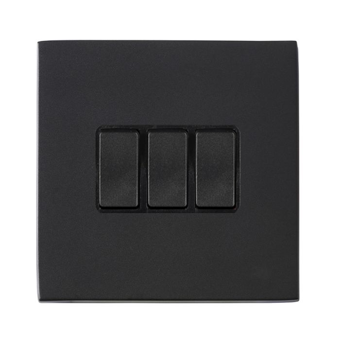 Hamilton 7G2MBR23BL-B G2 Matt Black 10A triple 2 way light switch