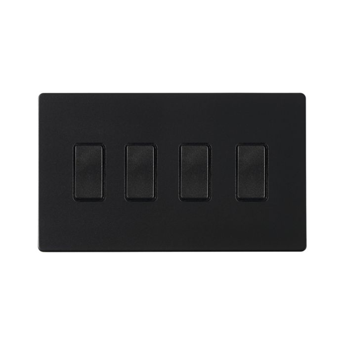 Hamilton 7G2MBR24BL-B G2 Matt Black 10A quadruple 2 way light switch