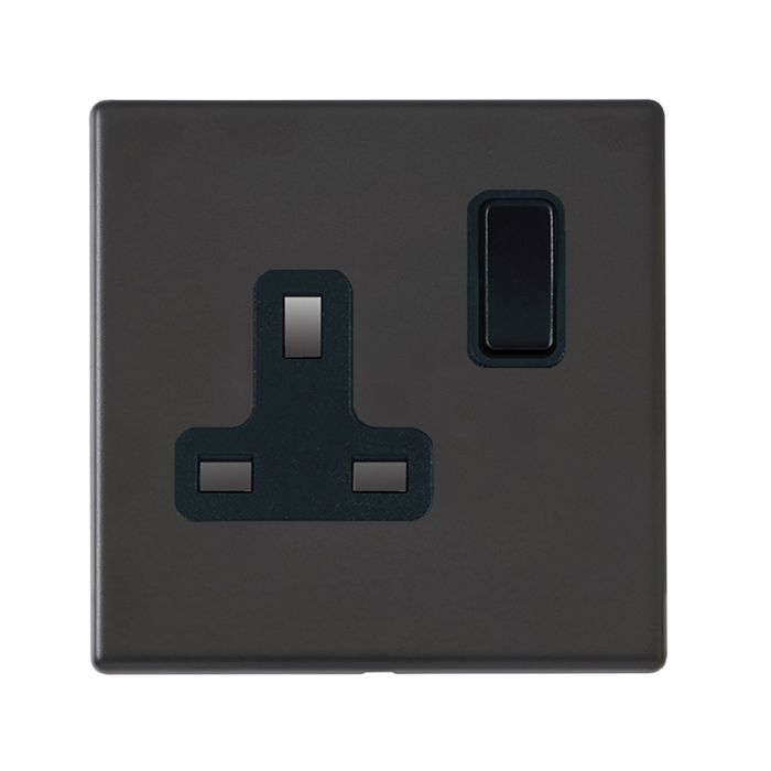 Hamilton 7G2MBSS1BL-B G2 Matt Black 13A single switched socket