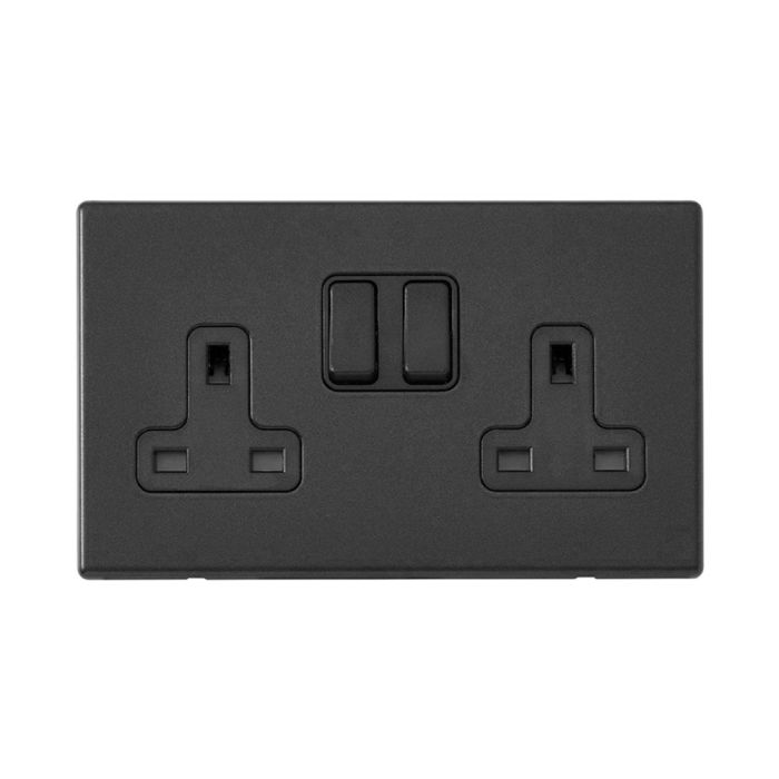 Hamilton 7G2MBSS2BL-B G2 Matt Black 13A double switched socket