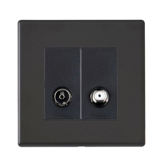 Hamilton 7G2MBTVSATB G2 Matt Black non-isolated TV and satellite socket