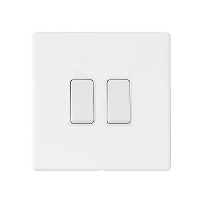 Hamilton 7G2MWR22WH-W G2 Matt White 10A double 2 way light switch