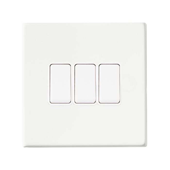 Hamilton 7G2MWR23WH-W G2 Matt White 10A triple 2 way light switch