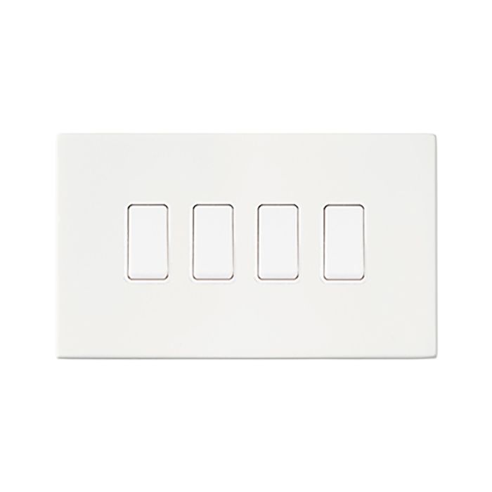 Hamilton 7G2MWR24WH-W G2 Matt White 10A quadruple 2 way light switch