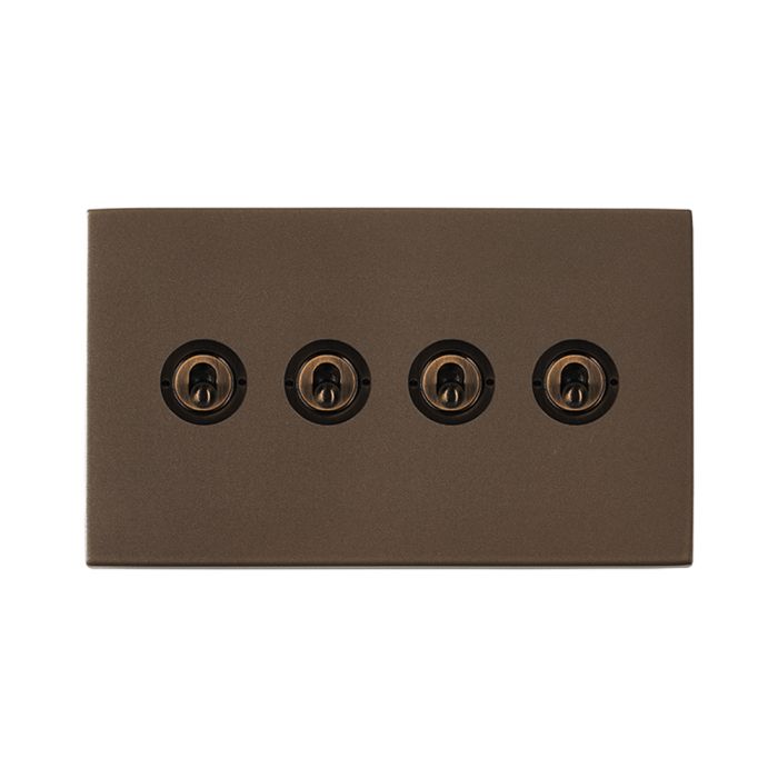 Hamilton 7G2RBT24 G2 Richmond Bronze 20A quadruple toggle light switch 2 way