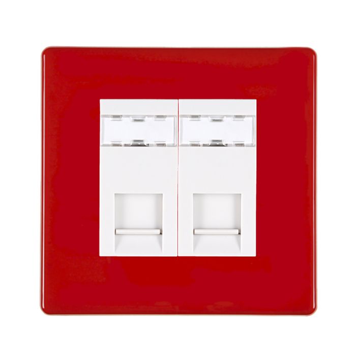 Hamilton 7RC2J45W CFX Gloss Red RJ45 Socket 2 Gang