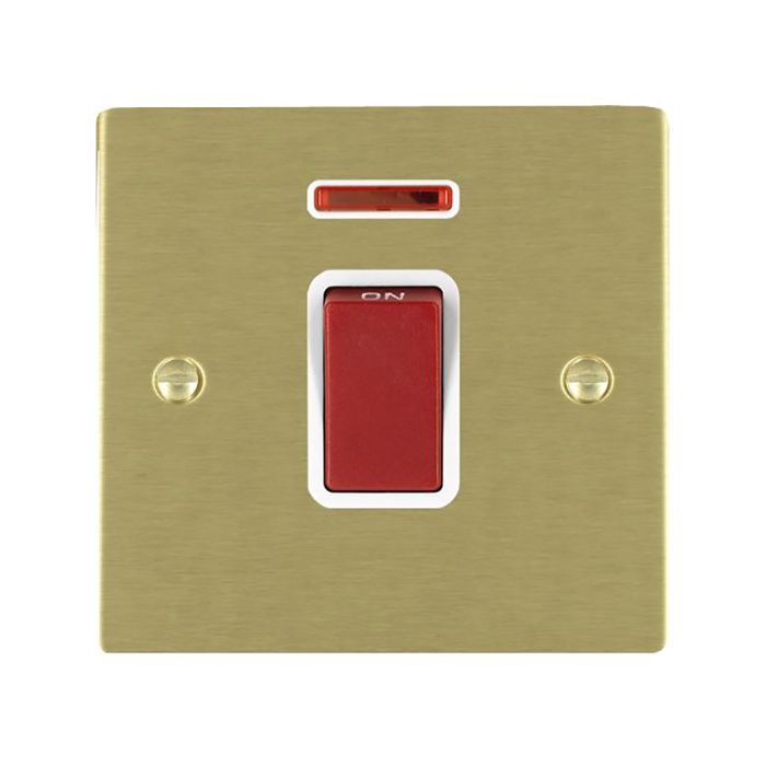 Hamilton 8245NW Satin Brass 45A double pole isolator with neon indicator