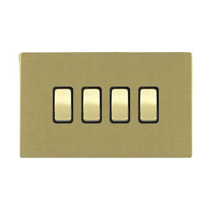 Hamilton 82CR24SB-B CFX Satin Brass 10A quadruple 2 way light switch