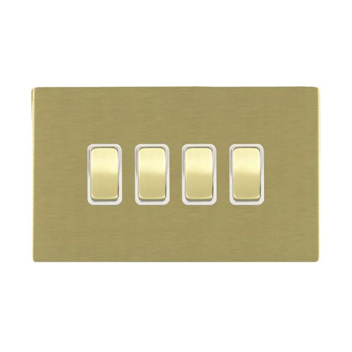 Hamilton 82CR24SB-W CFX Satin Brass 10A quadruple 2 way light switch