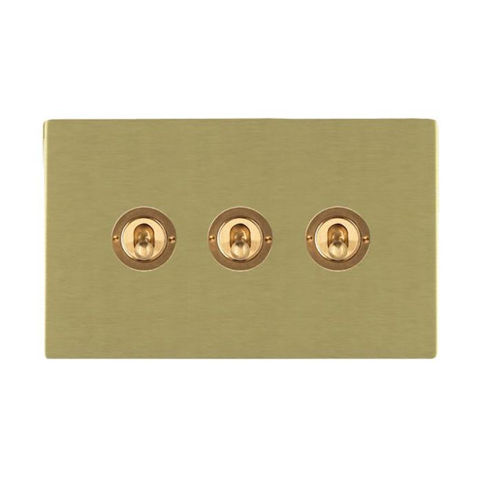 Hamilton 82CT23 CFX Satin Brass 20A triple toggle light switch 2 way