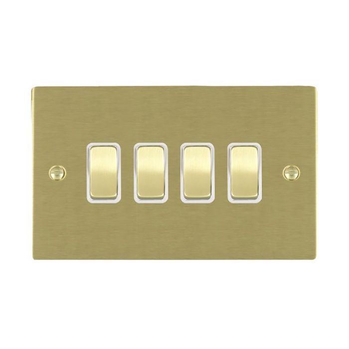 Hamilton 82R24SB-W Satin Brass 10A quadruple 2 way light switch