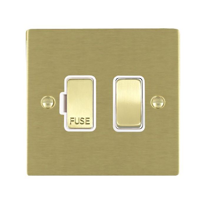 Hamilton 82SPSB-W Satin Brass 13A switched fused spur