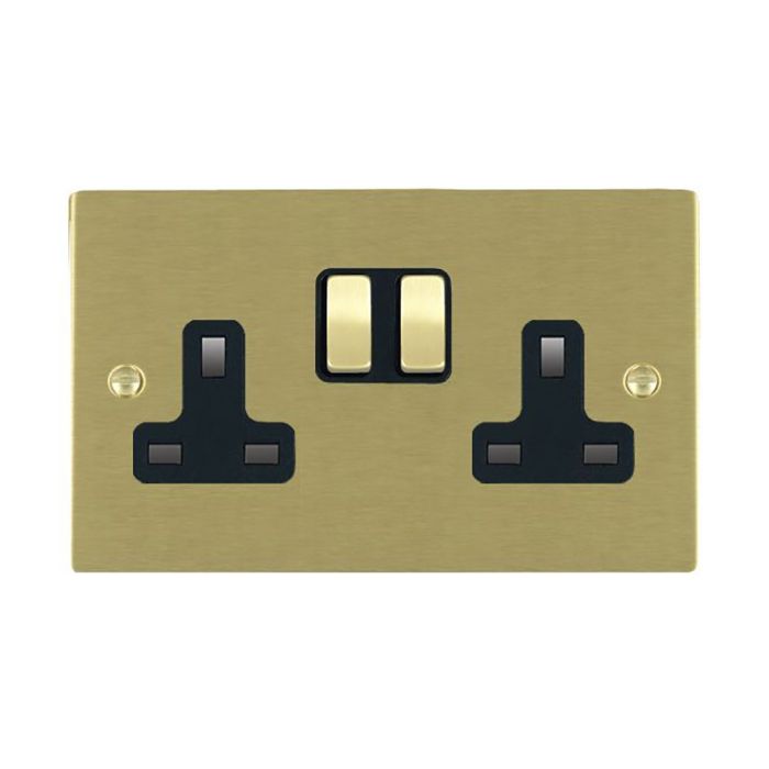 Hamilton 82SS2SB-B Satin Brass 13A double switched socket