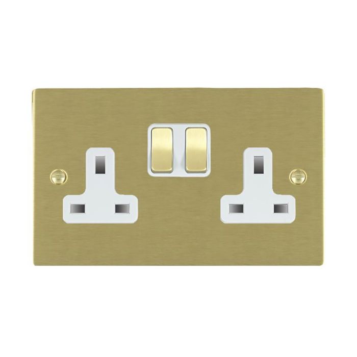 Hamilton 82SS2SB-W Satin Brass 13A double switched socket