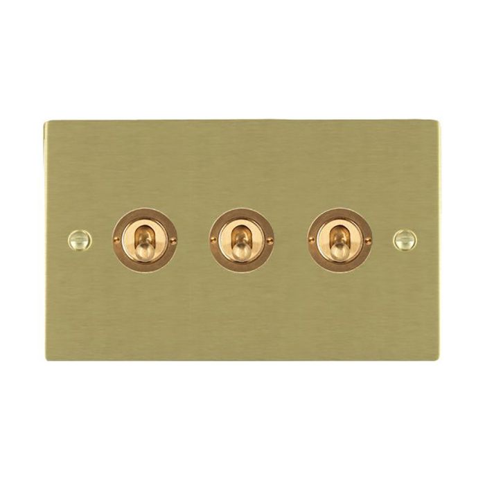 Hamilton 82T23 Satin Brass 20A triple toggle light switch 2 way