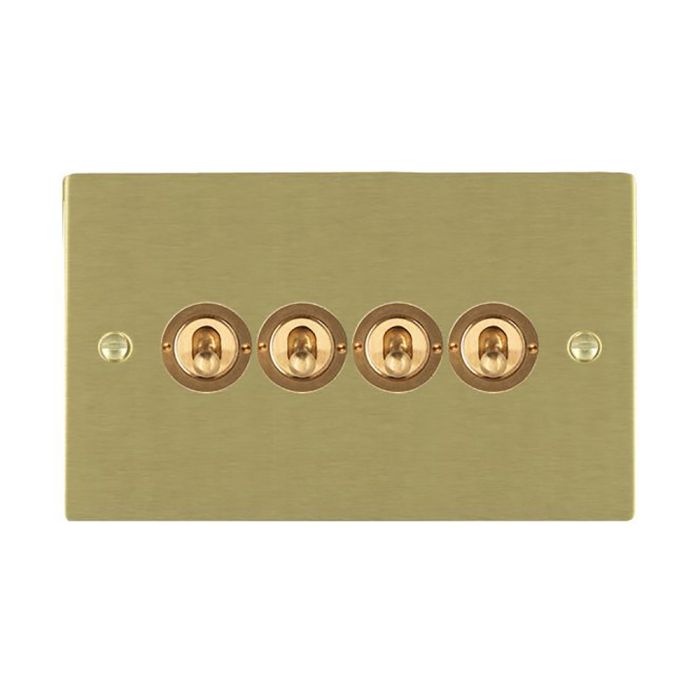 Hamilton 82T24 Satin Brass 20A quadruple toggle light switch 2 way