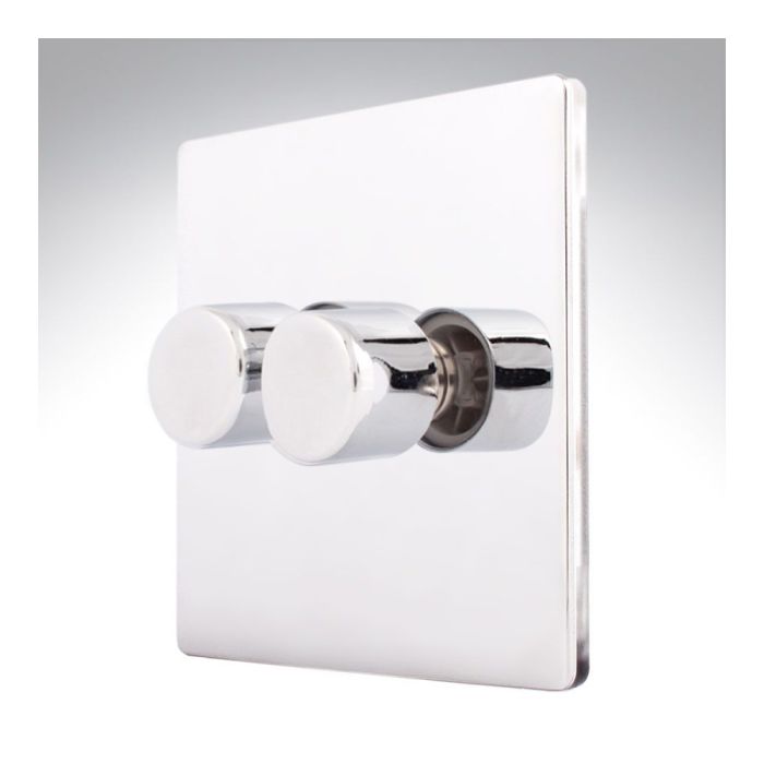 Hamilton 87C2XLEDITB100 CFX Polished Chrome double 100w LED 2 way dimmer