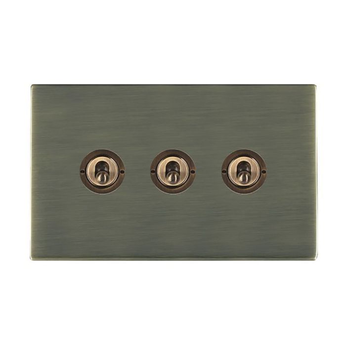 Hamilton 89CT23 CFX Antique Brass 20A triple toggle light switch 2 way