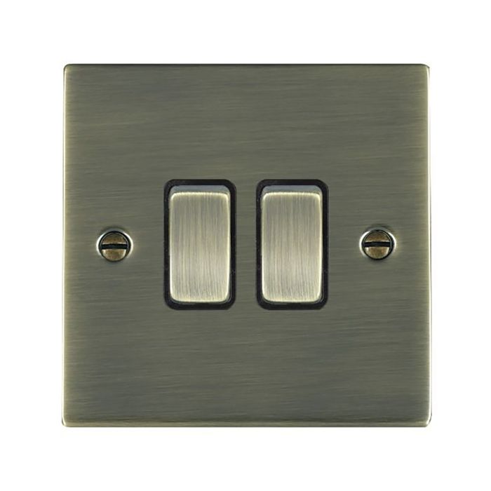 Hamilton 89R22AB-B Antique Brass 10A double 2 way light switch