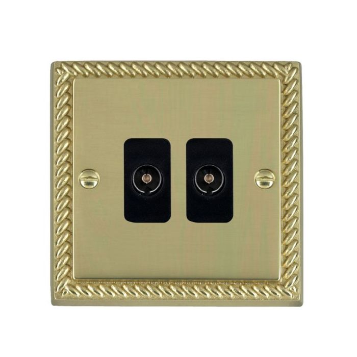 Hamilton 90TV2B Polished Brass TV Socket 2 Gang