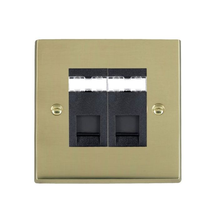 Hamilton 922J45B Polished Brass RJ45 Socket 2 Gang