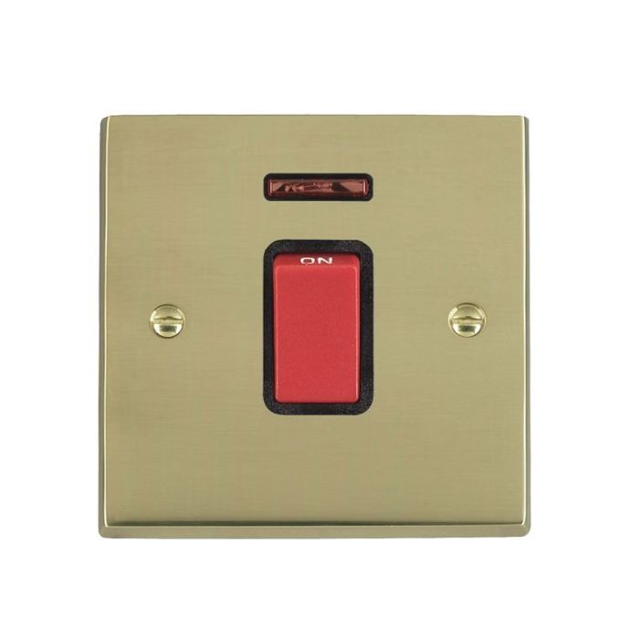 Hamilton 9245NB Polished Brass 45A Switch 1 Gang + Neon