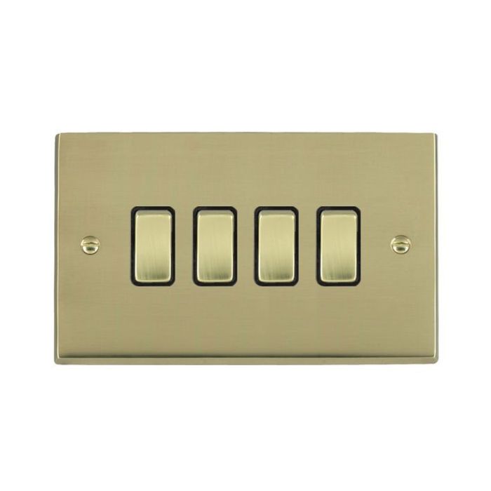 Hamilton 92R24PB-B Polished Brass Switch 4 Gang 10A