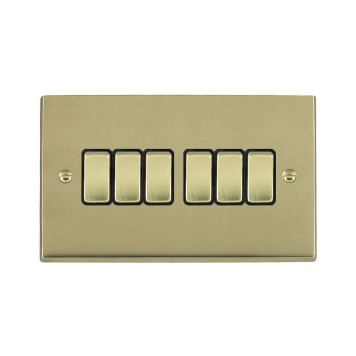 Hamilton 92R26PB-B Polished Brass Switch 6 Gang 10A