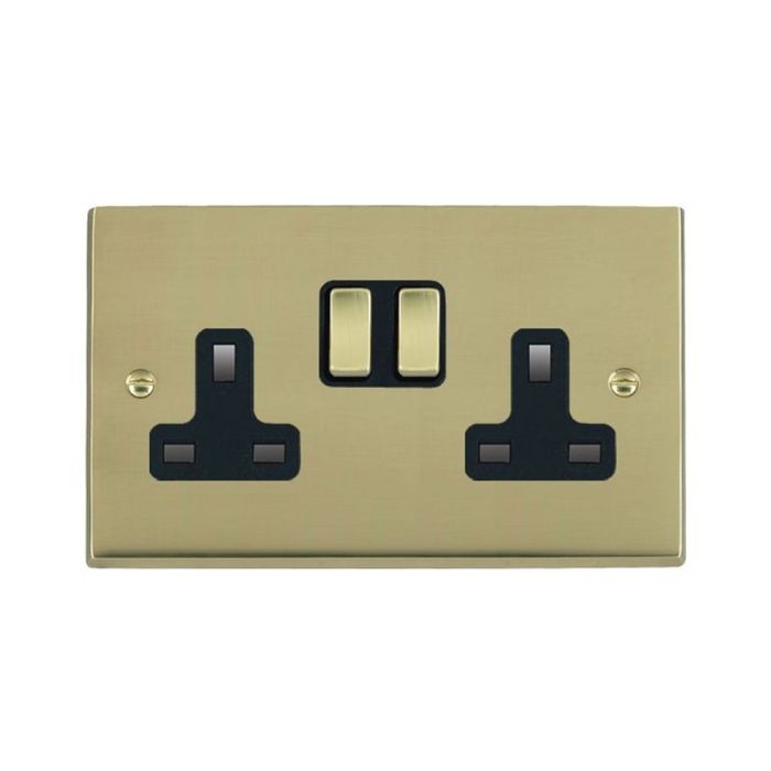 Hamilton 92SS2PB-B Polished Brass Switched Socket 2 Gang 13A